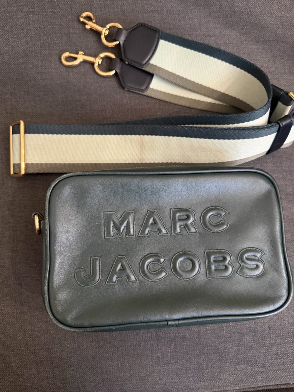 Marc Jacobs Flash Green Teal Leather Camera Bag with Logo Lining